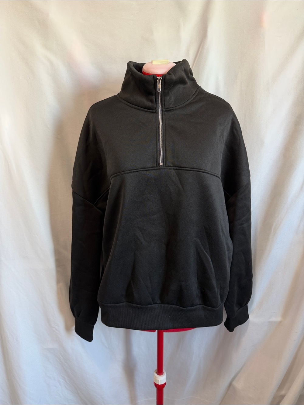 Men's Black Half-Zip Funnel Neck Sweatshirt